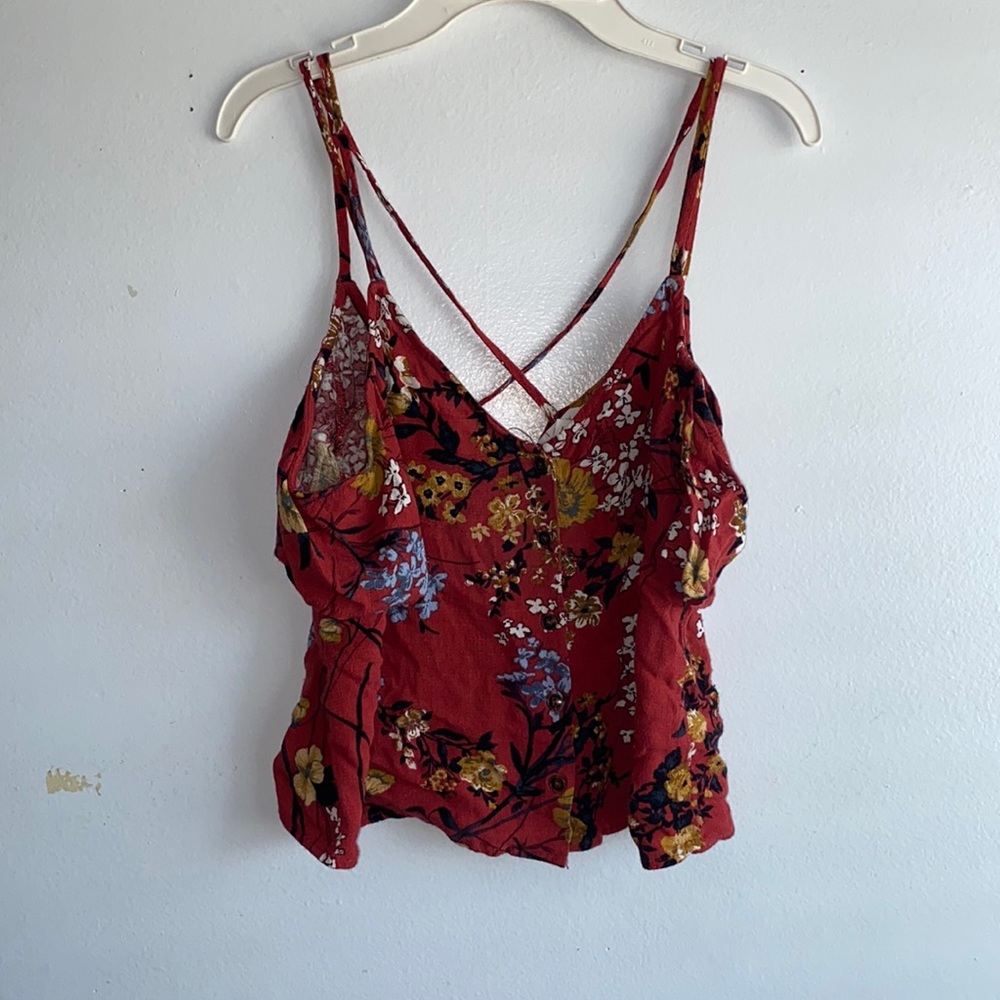 Cute cross back floral tank